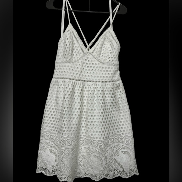 Abercrombie & Fitch White Lace Mini Dress Sleeveless size M 👗 - Picture 8 of 9
